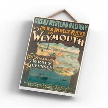 P1163 - Affiche originale des chemins de fer nationaux de Weymouth à Jersey sur une plaque décor vintage 3