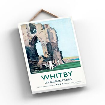 P1164 - Whitby Abbey Affiche originale des chemins de fer nationaux sur une plaque décor vintage 2
