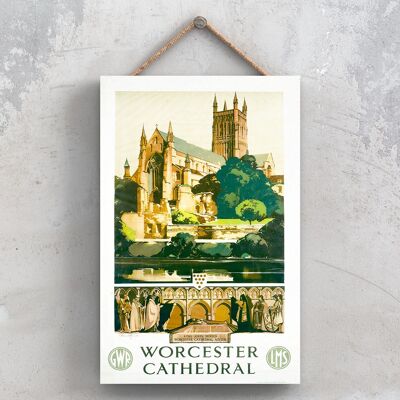 P1178 - Worcester Cathedral King John Original National Railway Poster On A Plaque Vintage Decor