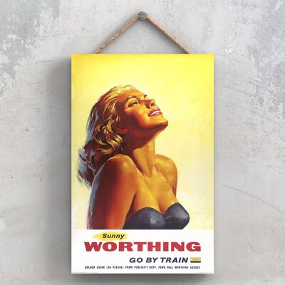 P1179 - Worthing Sunny Original National Railway Poster On A Plaque Vintage Decor