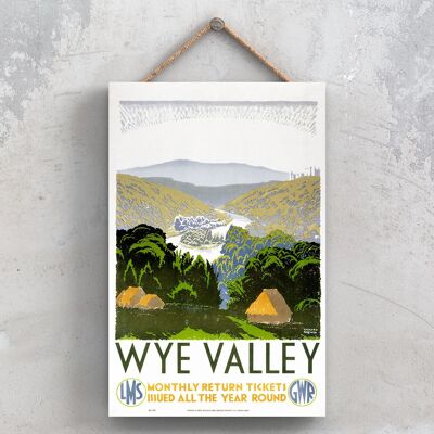 P1180 - Billets de retour Wye Valley Affiche originale des chemins de fer nationaux sur une plaque décor vintage