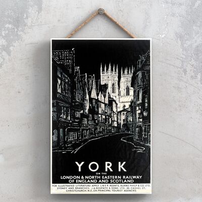 P1181 - York Black Etch Poster originale della National Railway su una placca Decor vintage