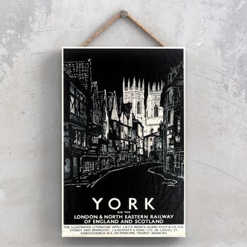 P1181 - York Black Etch Affiche originale des chemins de fer nationaux sur une plaque décor vintage 1