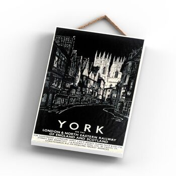 P1181 - York Black Etch Affiche originale des chemins de fer nationaux sur une plaque décor vintage 3