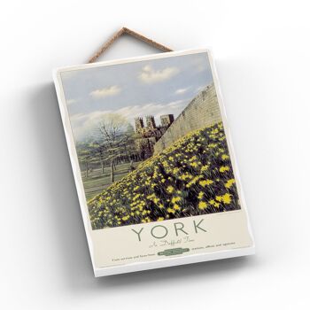 P1184 - York In Daffodil Time Affiche originale des chemins de fer nationaux sur une plaque décor vintage 2