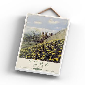 P1184 - York In Daffodil Time Affiche originale des chemins de fer nationaux sur une plaque décor vintage 3