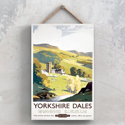 P1193 - Afiche original del Ferrocarril Nacional de Yorkshire Dales en una placa con decoración vintage