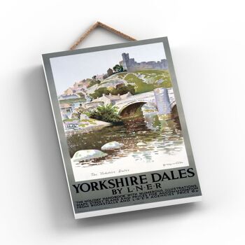 P1194 - Yorkshire Dales Bridge Affiche originale des chemins de fer nationaux sur une plaque décor vintage 2