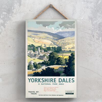 P1195 - Parco nazionale degli Yorkshire Dales Poster originale della ferrovia nazionale su una targa con decorazioni vintage