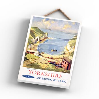 P1197 - Yorkshire North Landing Flamborough Affiche originale des chemins de fer nationaux sur une plaque décor vintage 2