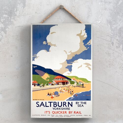 P1198 - Yorkshire Saltburn By The Sea Original National Railway Poster On A Plaque Vintage Decor