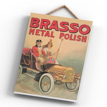 P1205 - Une publicité vintage de style rétro Brasso classique sur une plaque en bois 4