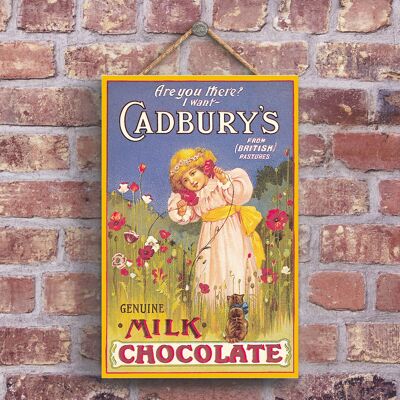P1206 - Une publicité vintage de style rétro classique de Cadbury sur une plaque en bois