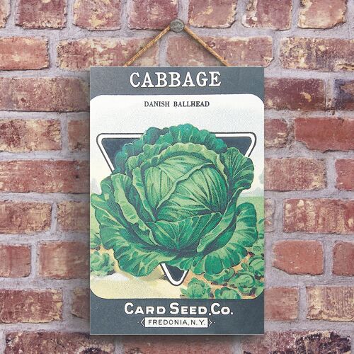 P1207 - A Classic Cabbage Card Seed Co Retro Style Vintage Advertisement On A Wooden Plaque