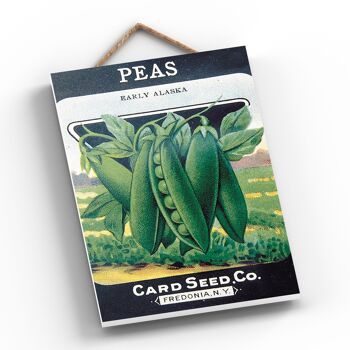 P1208 - A Classic Peas Card Seed Co Publicité vintage de style rétro sur une plaque en bois 2