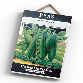 P1208 - A Classic Peas Card Seed Co Publicité vintage de style rétro sur une plaque en bois 4