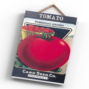 P1209 - Une publicité vintage de style rétro de Seed Co de carte de tomate classique sur une plaque en bois 4