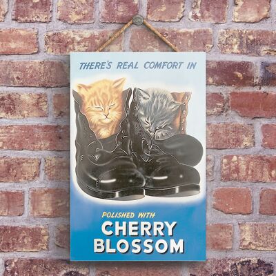 P1210 - A Classic Cherry Blossom Retro Style Vintage Advertisement On A Wooden Plaque