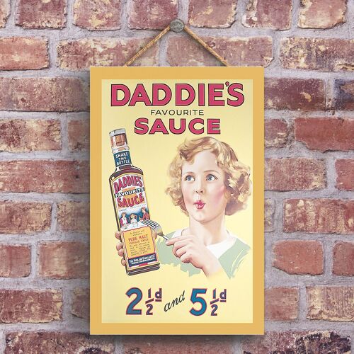 P1213 - A Classic Daddie'S Sauce Retro Style Vintage Advertisement On A Wooden Plaque