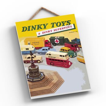 P1214 - Une publicité vintage classique de style rétro de Dinky Toys sur une plaque en bois 2