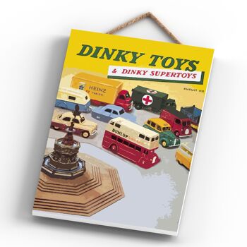 P1214 - Une publicité vintage classique de style rétro de Dinky Toys sur une plaque en bois 4