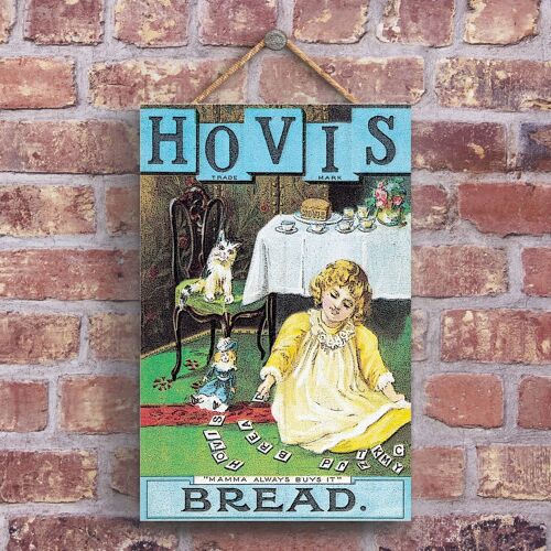 P1219 - A Classic Hovis Bread Retro Style Vintage Advertisement On A Wooden Plaque