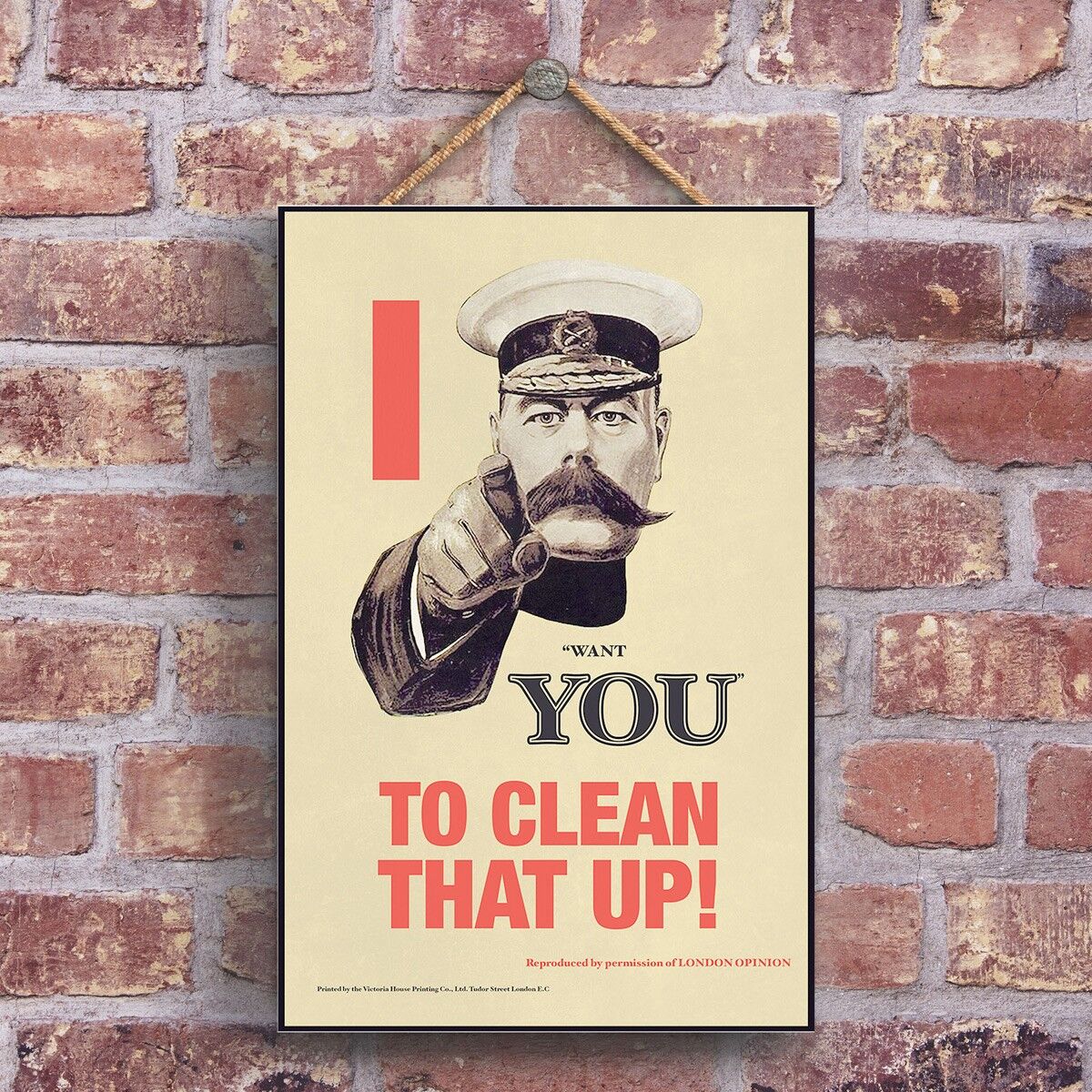 P1232 - Un classico comico che voglio che tu ripulisca quella pubblicità vintage in stile retrò su una targa di legno