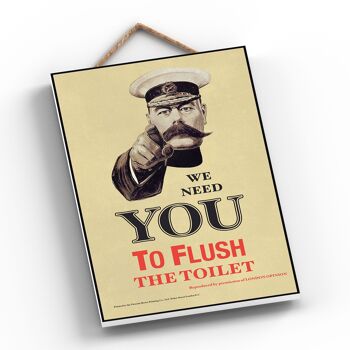 P1237 - Un comique classique Nous avons besoin de vous pour rincer les toilettes Publicité vintage de style rétro sur une plaque en bois 2
