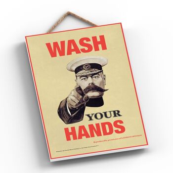 P1239 - Une publicité vintage classique de style rétro pour se laver les mains sur une plaque en bois 2