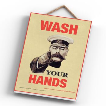 P1239 - Une publicité vintage classique de style rétro pour se laver les mains sur une plaque en bois 4