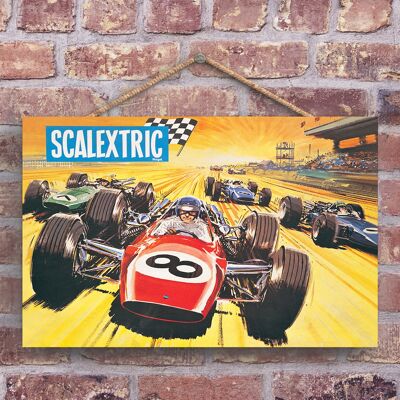 P1242 - A Classic Scalextric Retro Style Vintage Advertisement On A Wooden Plaque