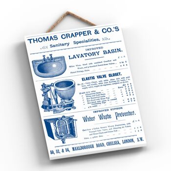 P1248 - Une publicité vintage de style rétro Thomas Crapper classique sur une plaque en bois 2