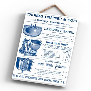 P1248 - Une publicité vintage de style rétro Thomas Crapper classique sur une plaque en bois 4