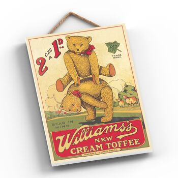 P1250 - Une publicité vintage classique de style caramel à la crème Williams sur une plaque en bois 2