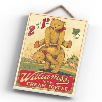 P1250 - Une publicité vintage classique de style caramel à la crème Williams sur une plaque en bois 4