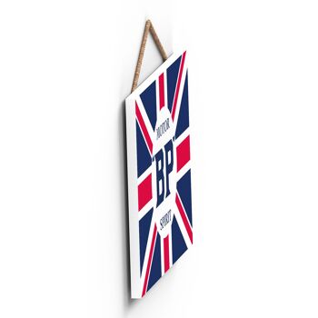 P1251 - Une publicité vintage de style rétro classique Bp Spirit Union Jack sur une plaque en bois 3