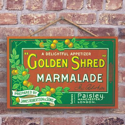 P1254 - A Classic Golden Shred Marmalade Retro Style Vintage Advertisement On A Wooden Plaque