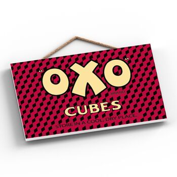 P1258 - Une publicité vintage classique de style rétro Oxo Cube sur une plaque en bois 2