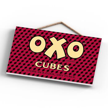 P1258 - Une publicité vintage classique de style rétro Oxo Cube sur une plaque en bois 4