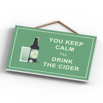 P1282 - Keep Calm Drink Cidre Comique Plaque en bois à suspendre sur le thème de l'alcool 4