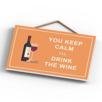 P1286 - Keep Calm Drink Red Wine Plaque en bois à suspendre sur le thème de l'alcool 4
