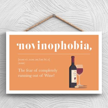 P1300 - Phobie de manquer de vin rouge Plaque comique en bois à suspendre sur le thème de l'alcool 1