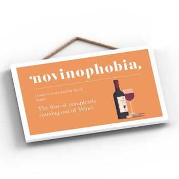 P1300 - Phobie de manquer de vin rouge Plaque comique en bois à suspendre sur le thème de l'alcool 2