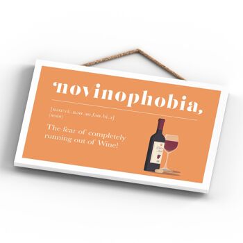 P1300 - Phobie de manquer de vin rouge Plaque comique en bois à suspendre sur le thème de l'alcool 4
