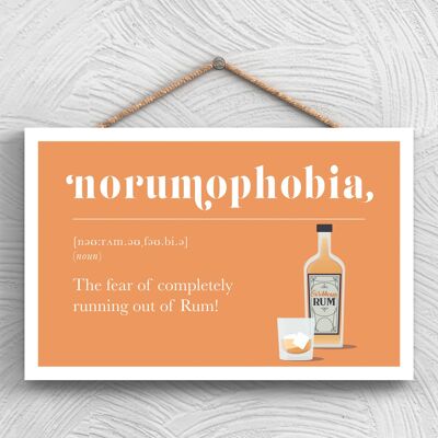 P1302 - Phobia Of Running Out Of Rum Comical Wooden Hanging Alcohol Theme Plaque
