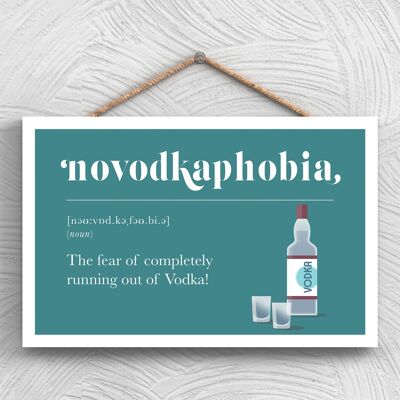 P1303 - Fobia A Quedarse Sin Vodka Placa Temática Colgante De Madera Cómica Con Alcohol