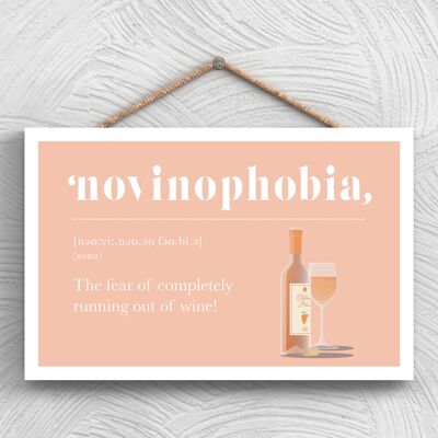 P1305 - Phobia Of Running Out Of White Wine Comical Wooden Hanging Alcohol Theme Plaque