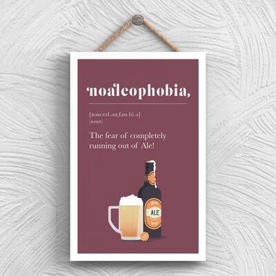 P1326 – Phobie vor dem Auslaufen des Bieres, komische Holztafel zum Aufhängen mit Alkoholmotiv
