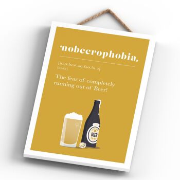 P1327 - Phobie de manquer de bière - Plaque comique en bois à suspendre sur le thème de l'alcool 4