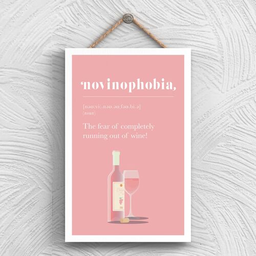 P1335 - Phobia Of Running Out Of Rose Wine Comical Wooden Hanging Alcohol Theme Plaque